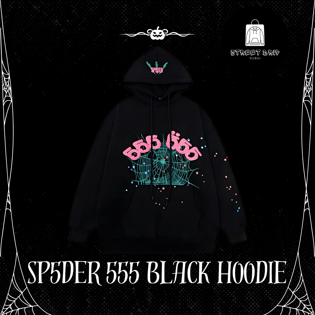 SP5DER 555 Black Hoodie